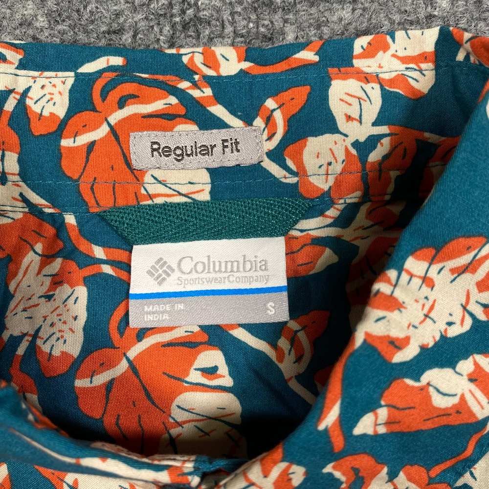 Columbia Rapid Rivers Mens Small Orange Tropical Leaf SS Shirt AM0094-365 NWT - Picture 5 of 7